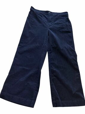 Loft The Palmer wide leg navy blue corduroy patch pocket pants size 12